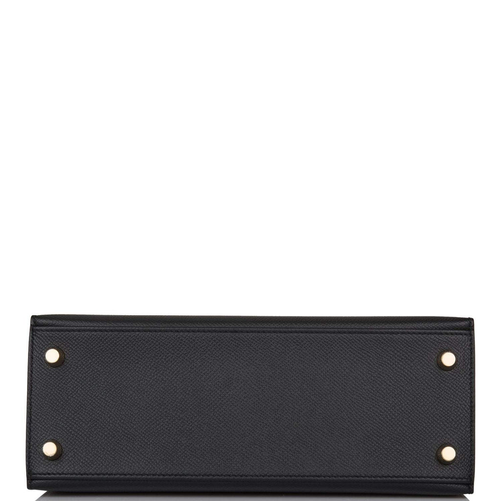 Hermes Kelly 28cm Bi-Color Black and Craie Epsom Sellier Brushed Gold Hardware