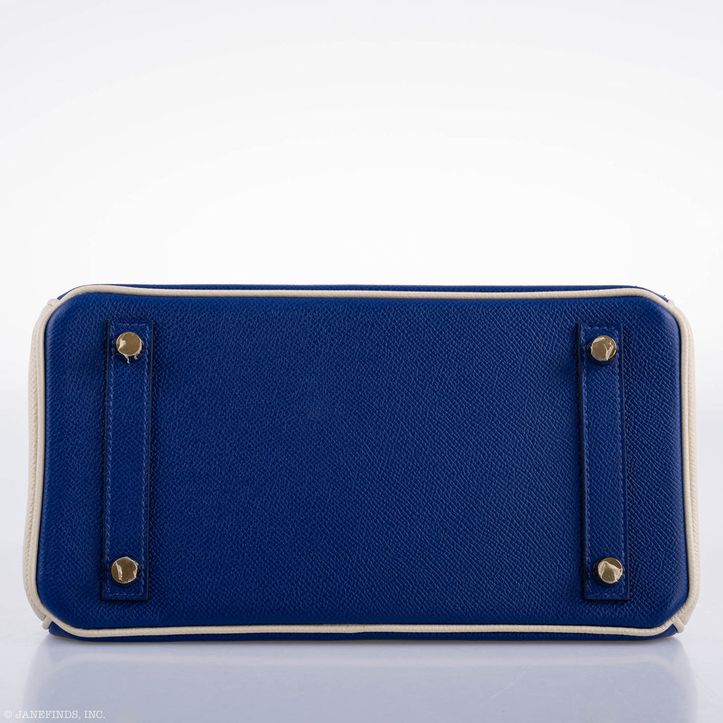 Hermes Birkin 25 HSS Bi-Color Blue Electrique & Craie Epsom Brushed Gold Hardware - 2016, X