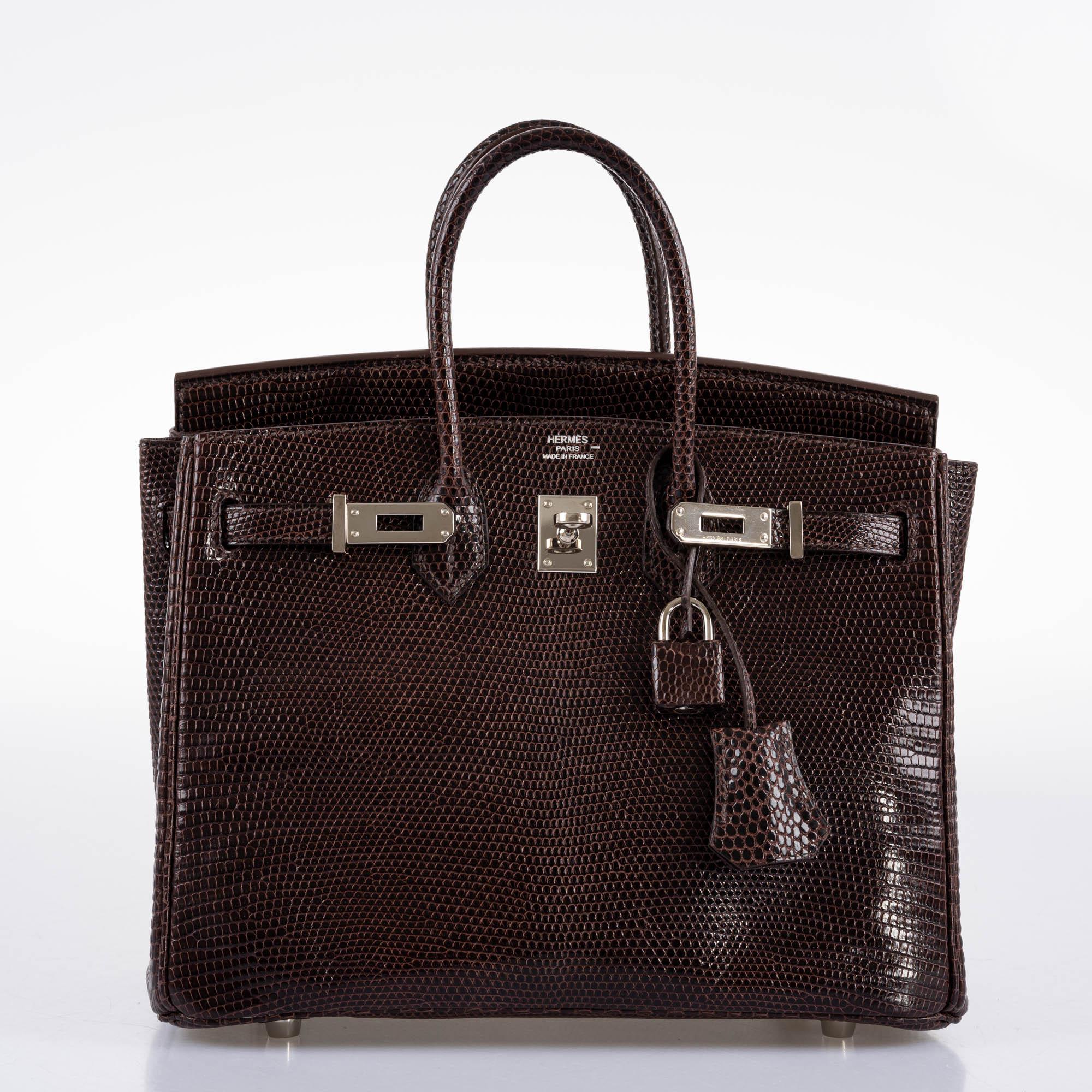 Hermes Birkin 25 Havane Nilo Lizard with Palladium Hardware - 2007, K Square