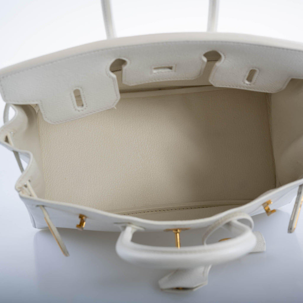 Hermes Birkin 25 White Epsom with Gold Hardware - 2008, L Square