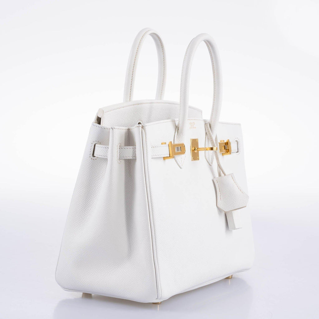 Hermes Birkin 25 White Epsom with Gold Hardware - 2008, L Square