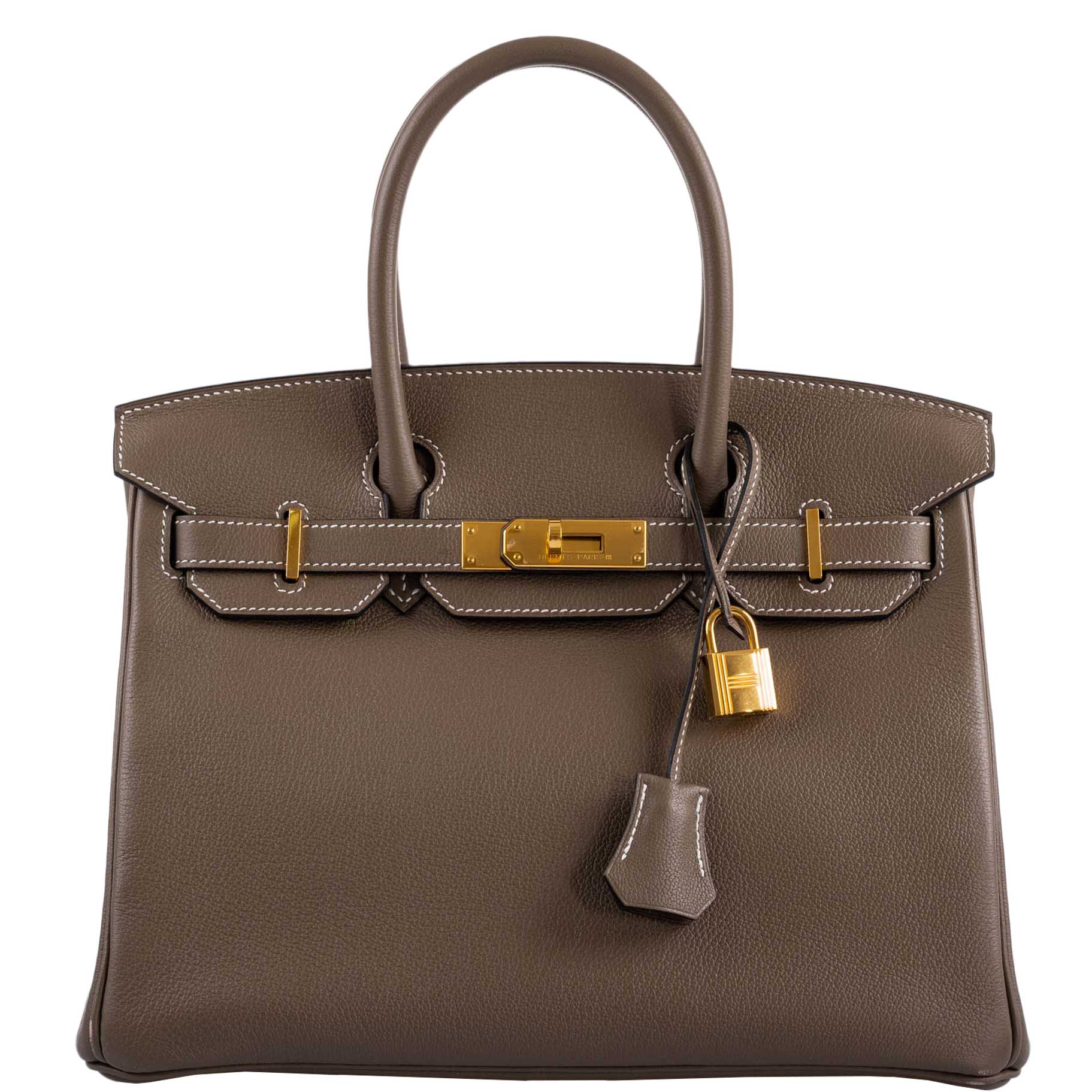 Hermes Birkin 30 Etoupe Navillo leather Gold Hardware - 2019, D