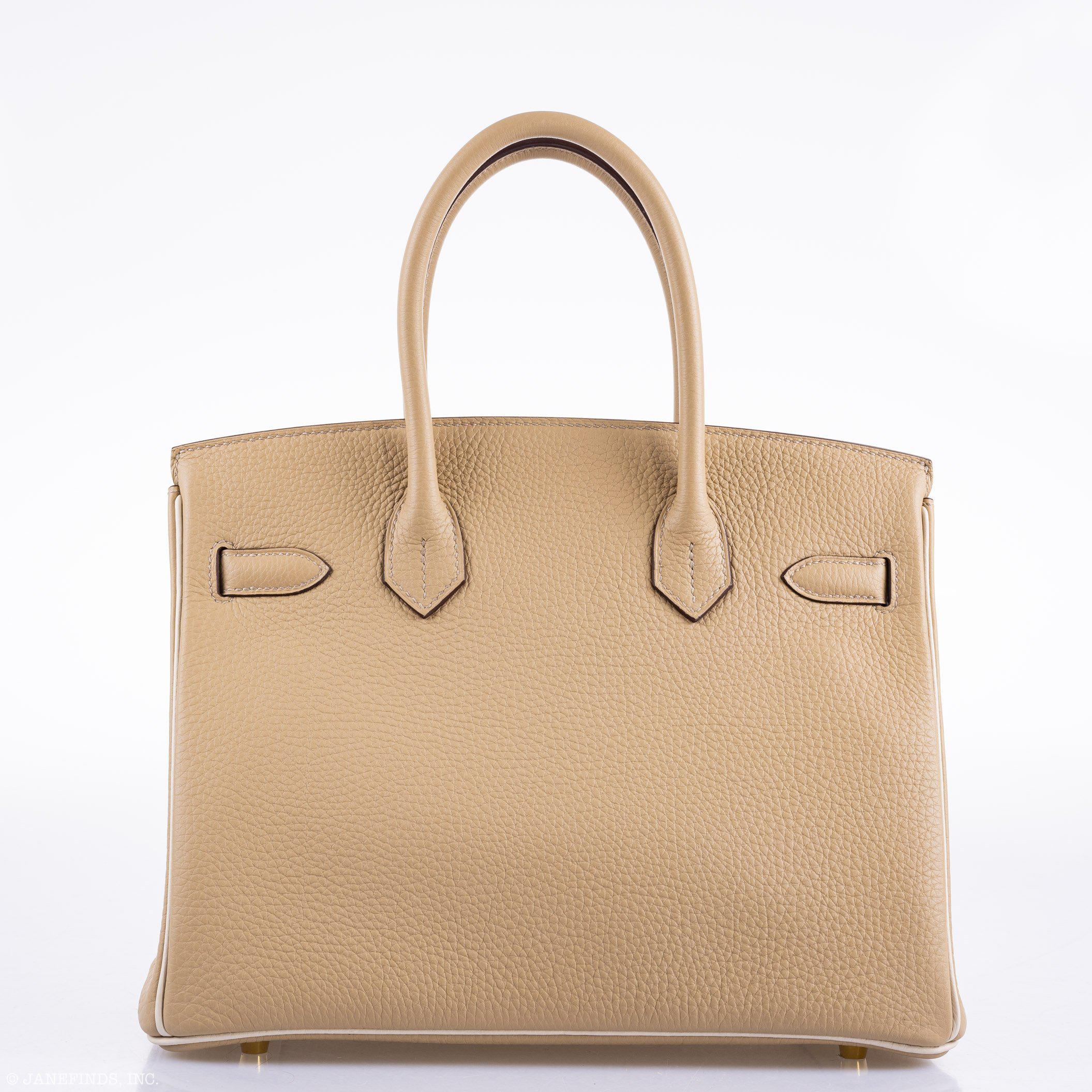 Hermes Birkin 30 HSS Trench & Craie Piping Togo Brushed Gold Hardware - 2016, X