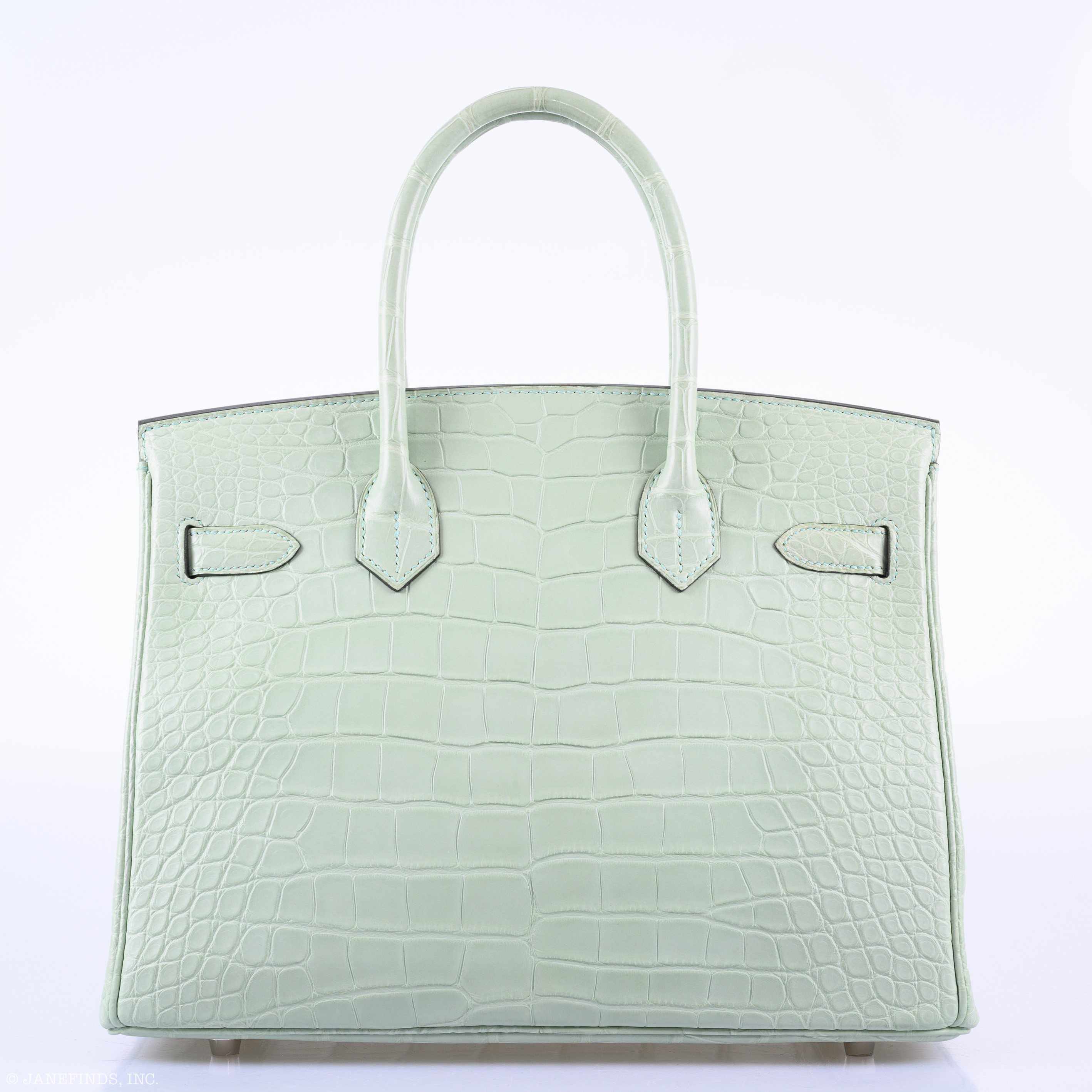 Hermes Birkin 30 Vert D'Eau Matte Alligator Palladium Hardware - 2019, D