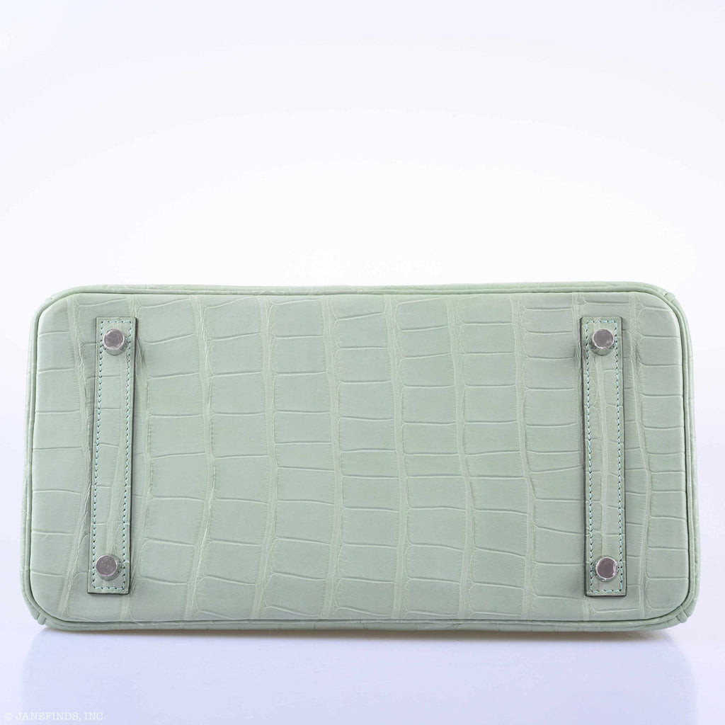 Hermes Birkin 30 Vert D'Eau Matte Alligator Palladium Hardware - 2019, D