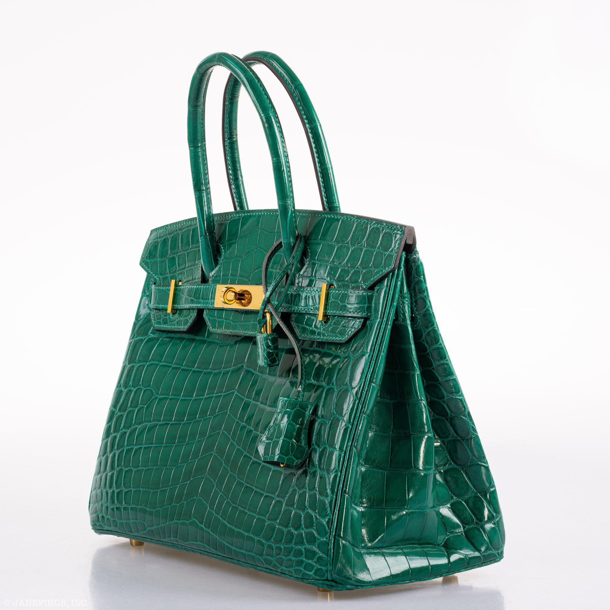 Hermes Birkin 30 Vert Emerald Niloticus Crocodile Gold Hardware - 2019, D