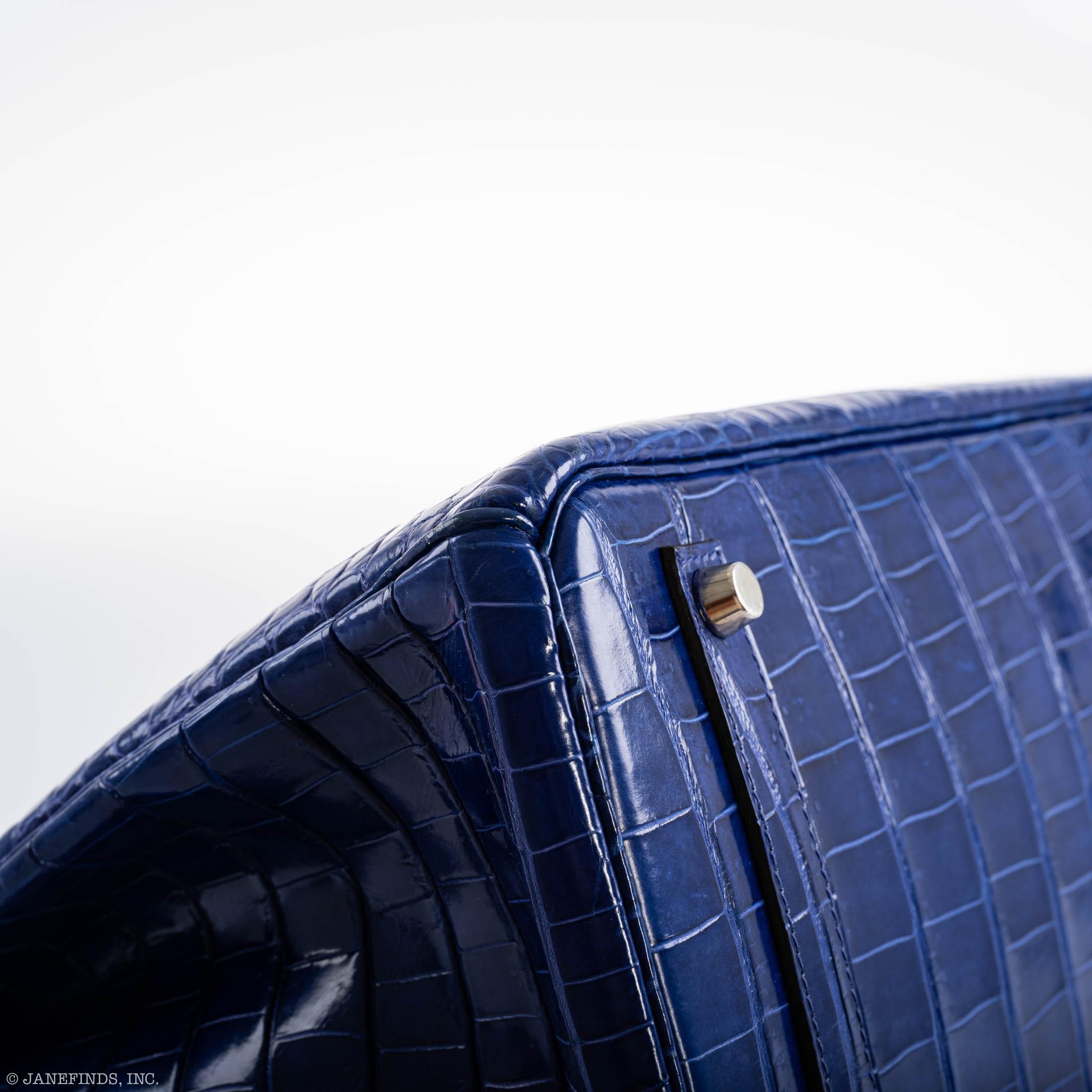 Hermes Birkin 35 Blue Electric Porosus Crocodile Palladium Hardware - 2012, P Square
