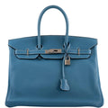 Hermes Birkin 35 Blue Jean Togo with Palladium Hardware - 2008, K Square