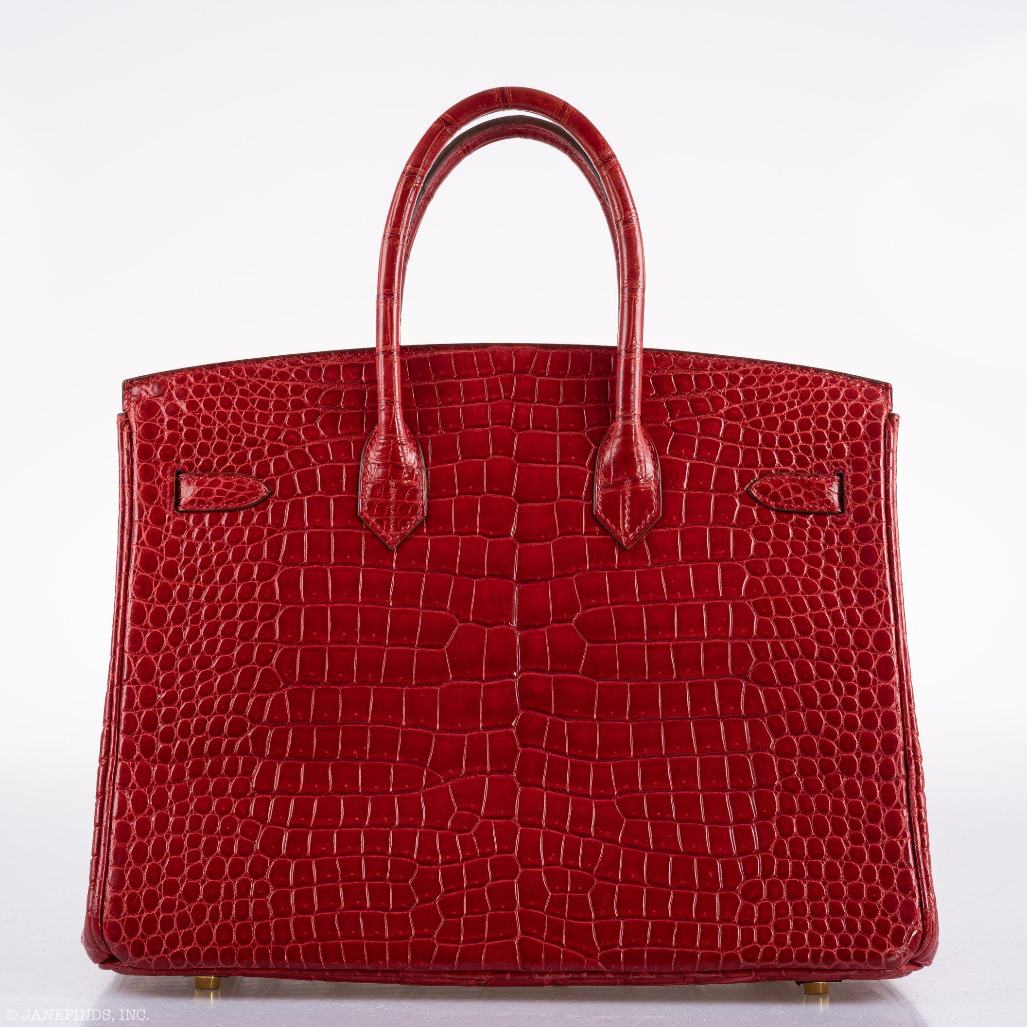 Hermes Birkin 35 Braise Porosus Crocodile with Gold Hardware - 2011, Square O