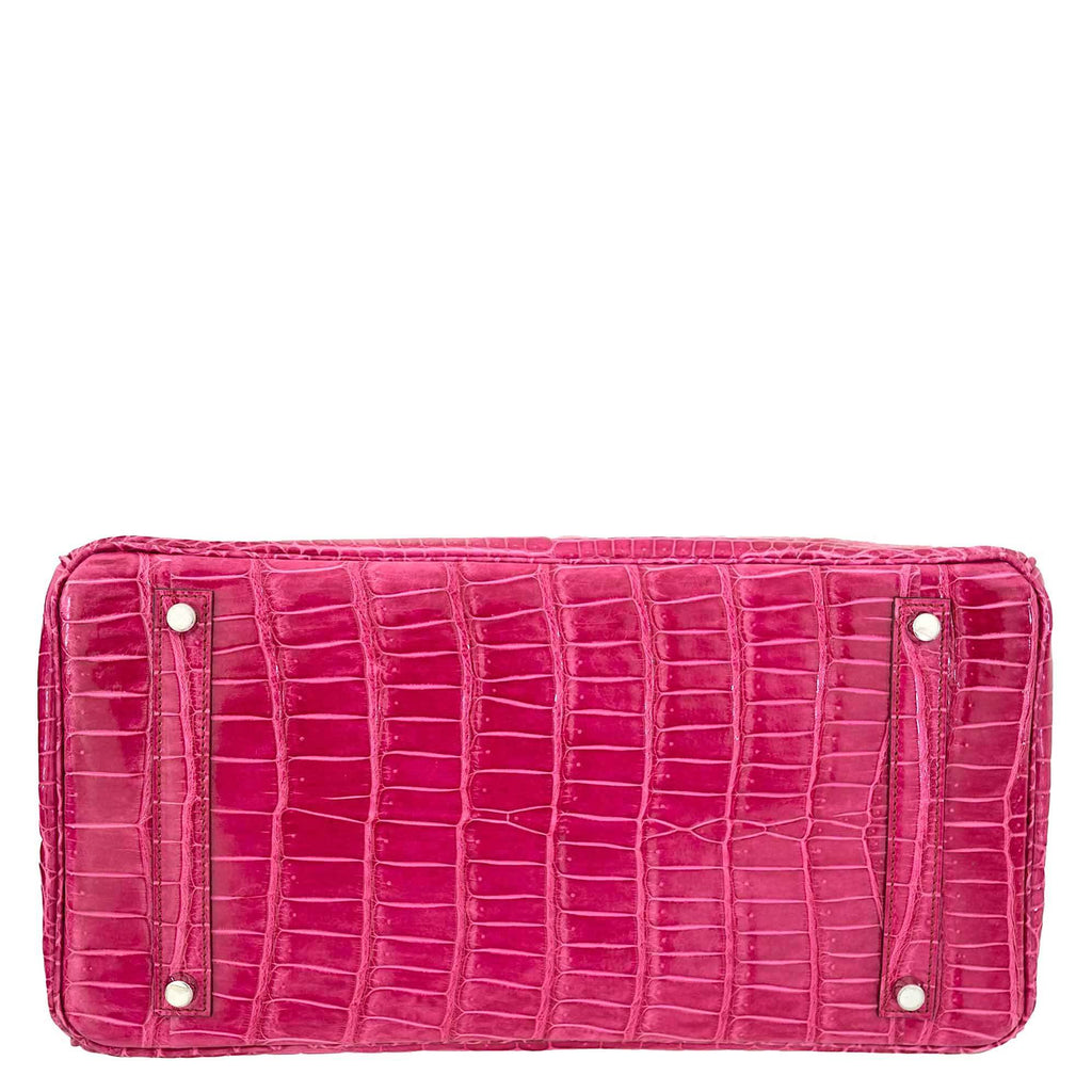 Hermes Birkin 35 Fuchsia Porosus Crocodile with Palladium Hardware - 2011, O Square