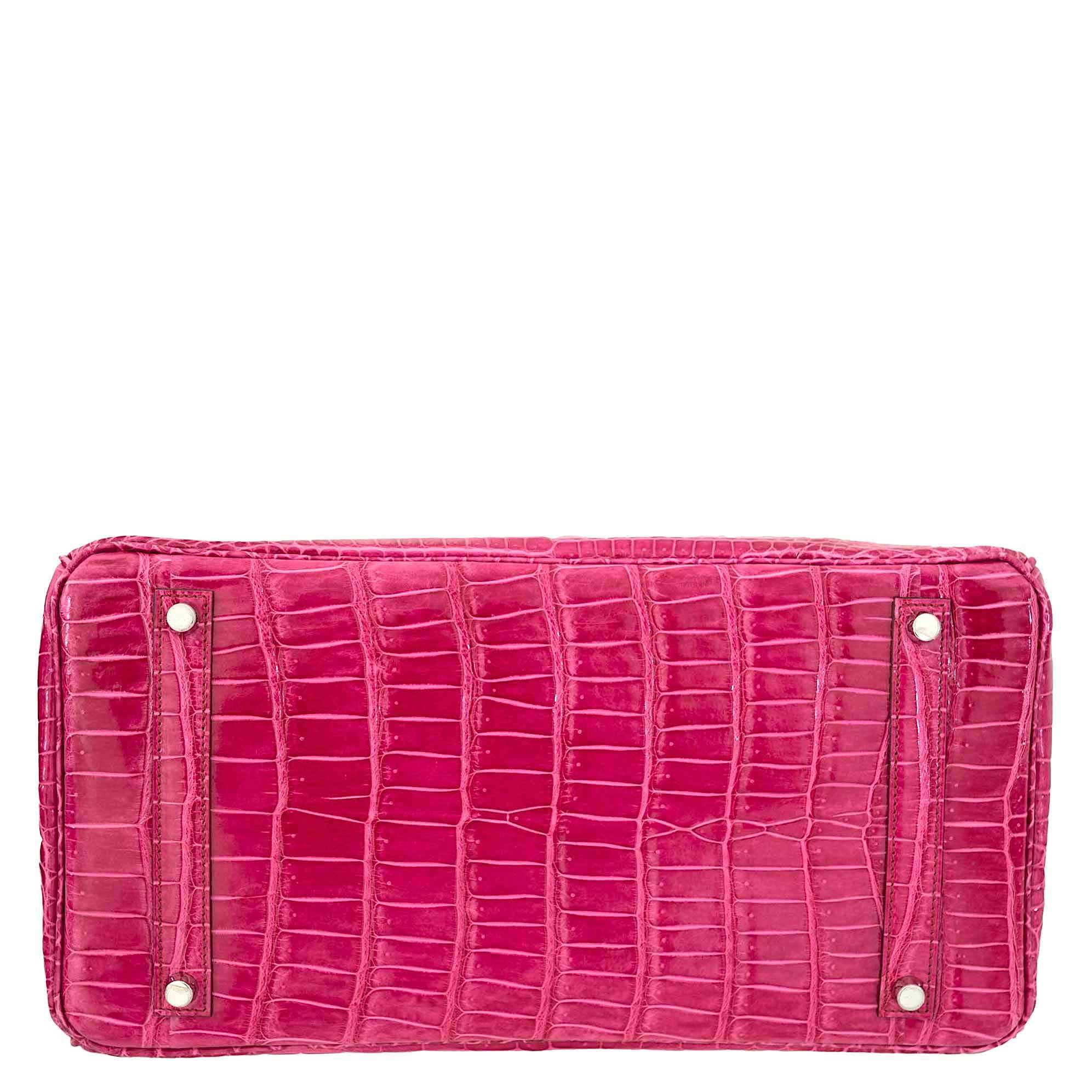 Hermes Birkin 35 Fuchsia Porosus Crocodile with Palladium Hardware - 2011, O Square