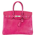 Hermes Birkin 35 Fuchsia Porosus Crocodile with Palladium Hardware - 2011, O Square