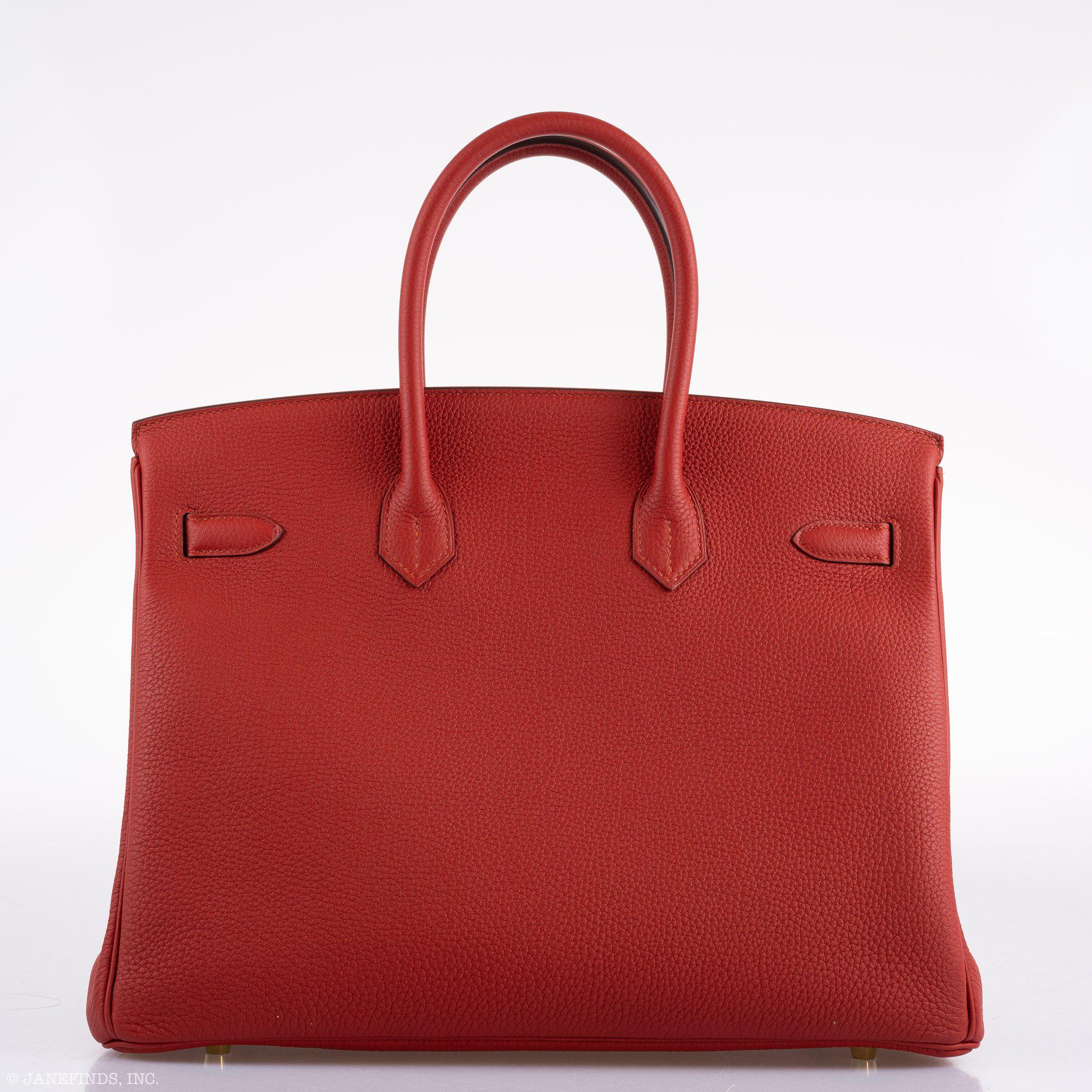 Hermes Birkin 35 HSS Rouge Vif Togo Brushed Gold Hardware - 2020, Y