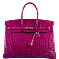 Hermes Birkin 35 Rose Scheherazade Shiny Porosus Crocodile Palladium Hardware - 2013, Q Square
