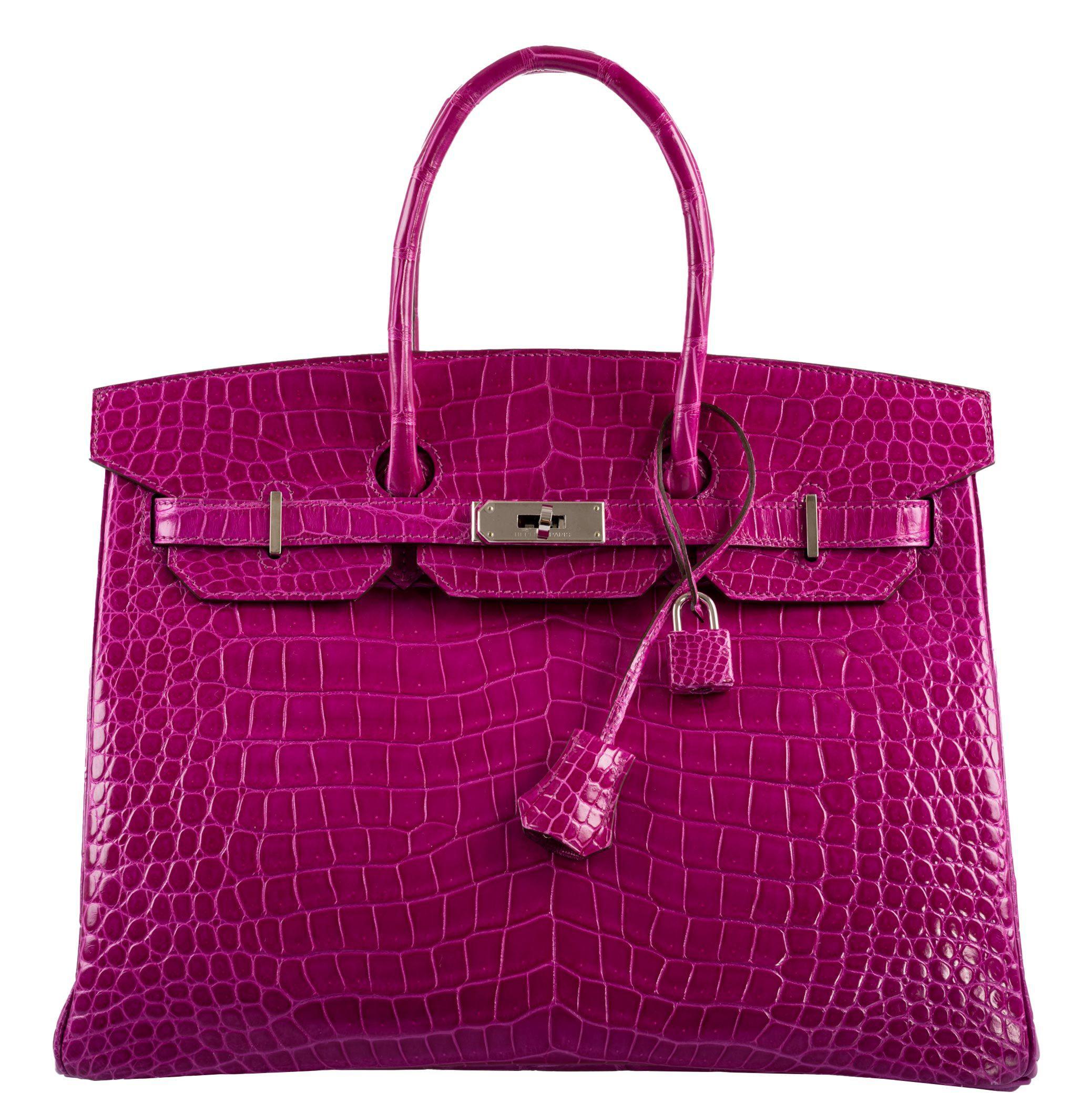 Hermes Birkin 35 Rose Scheherazade Shiny Porosus Crocodile Palladium Hardware - 2013, Q Square