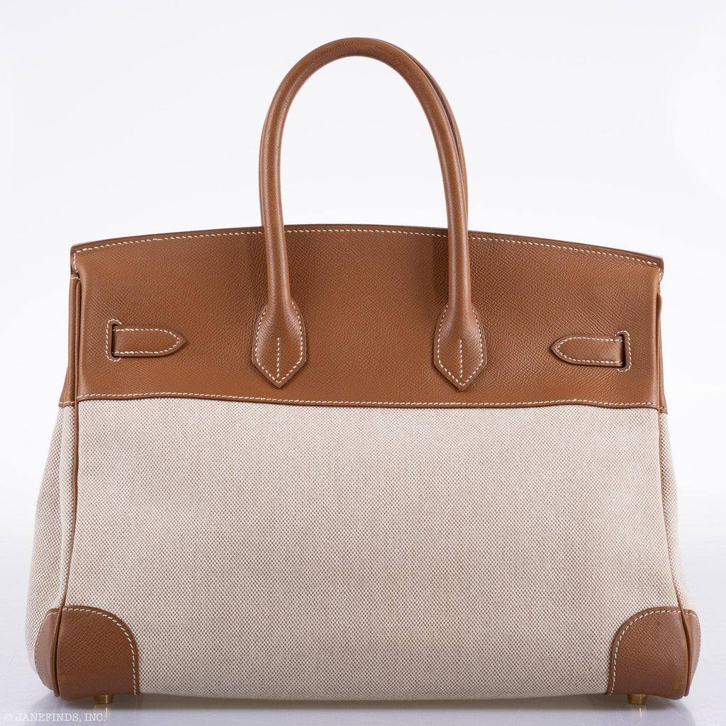 Hermes Birkin 35 Toile & Gold Epsom Gold Hardware