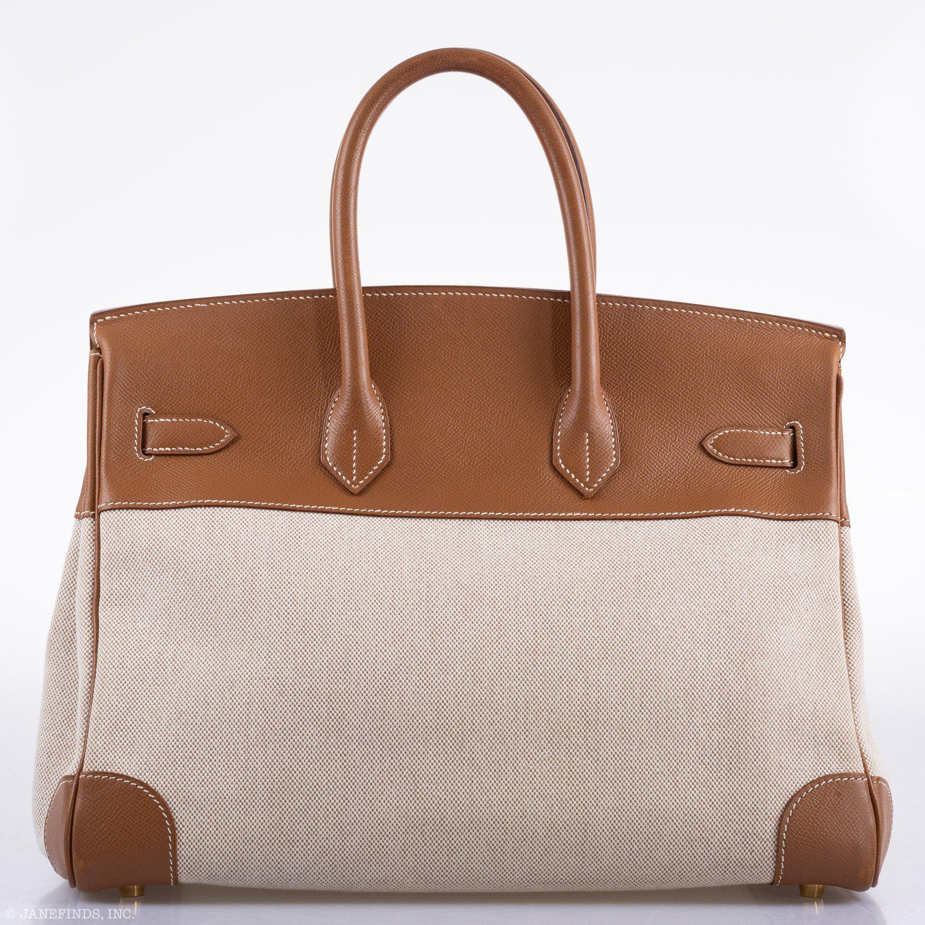 Hermes Birkin 35 Toile & Gold Epsom Gold Hardware