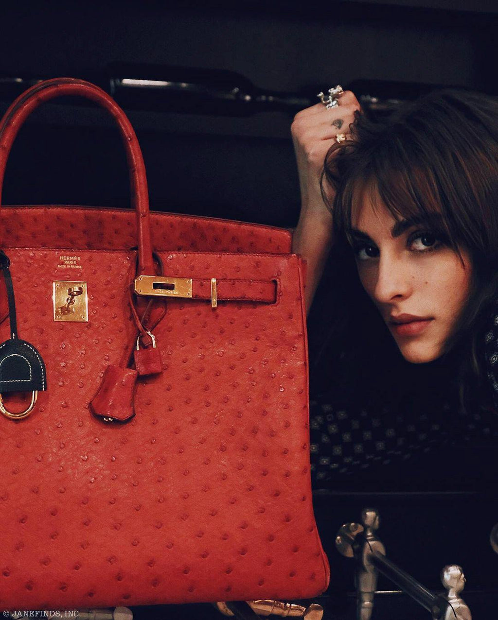 Hermes Birkin 40 Rouge Vif Ostrich with Gold Hardware - 1993, W Circle