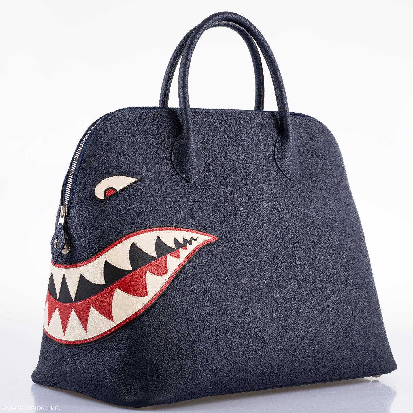 Hermes Bolide 40 Shark Indigo Blue Togo Unisex Bag Palladium Hardware