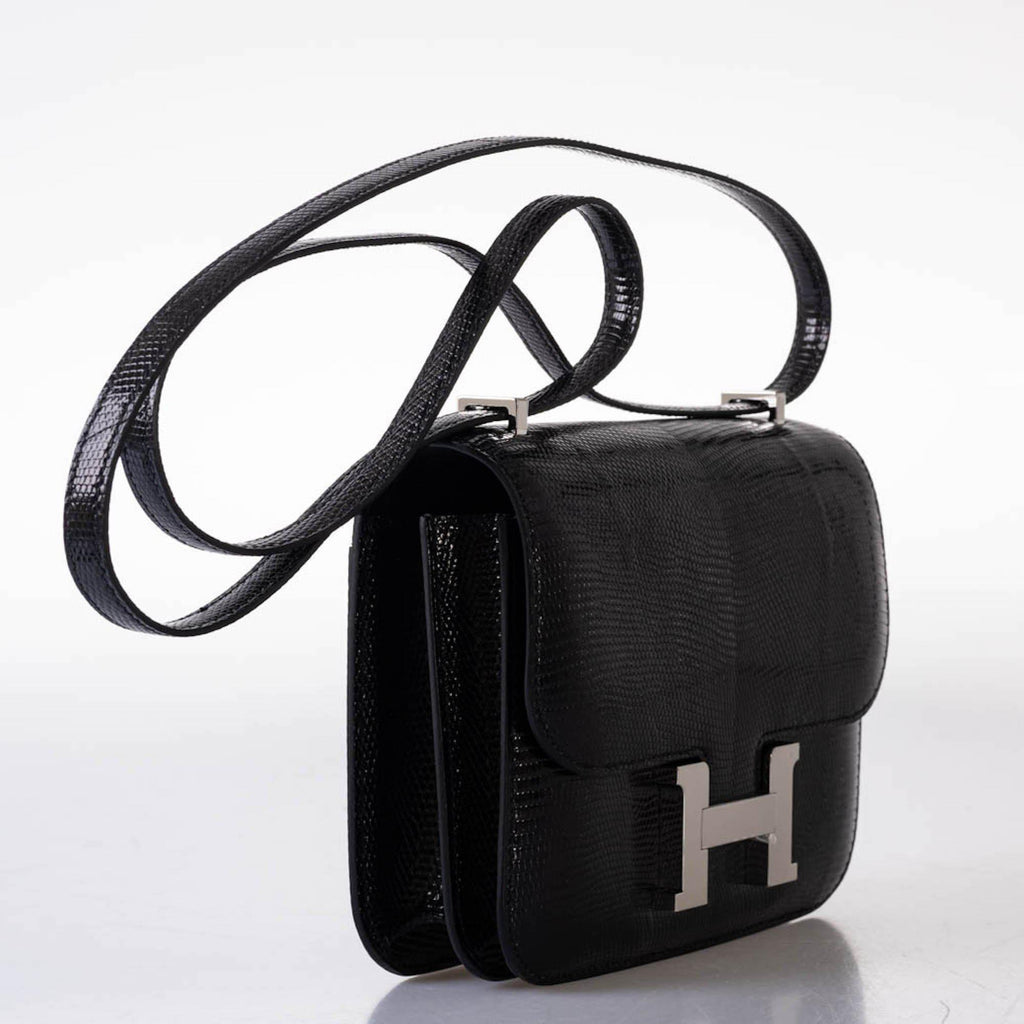 Hermes Constance 18 Black Salvator Lizard Palladium Hardware - 2021, Z