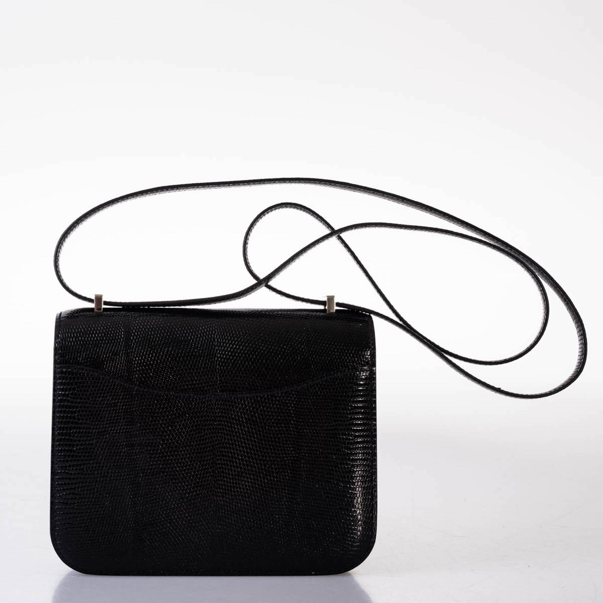 Hermes Constance 18 Black Salvator Lizard Palladium Hardware - 2021, Z