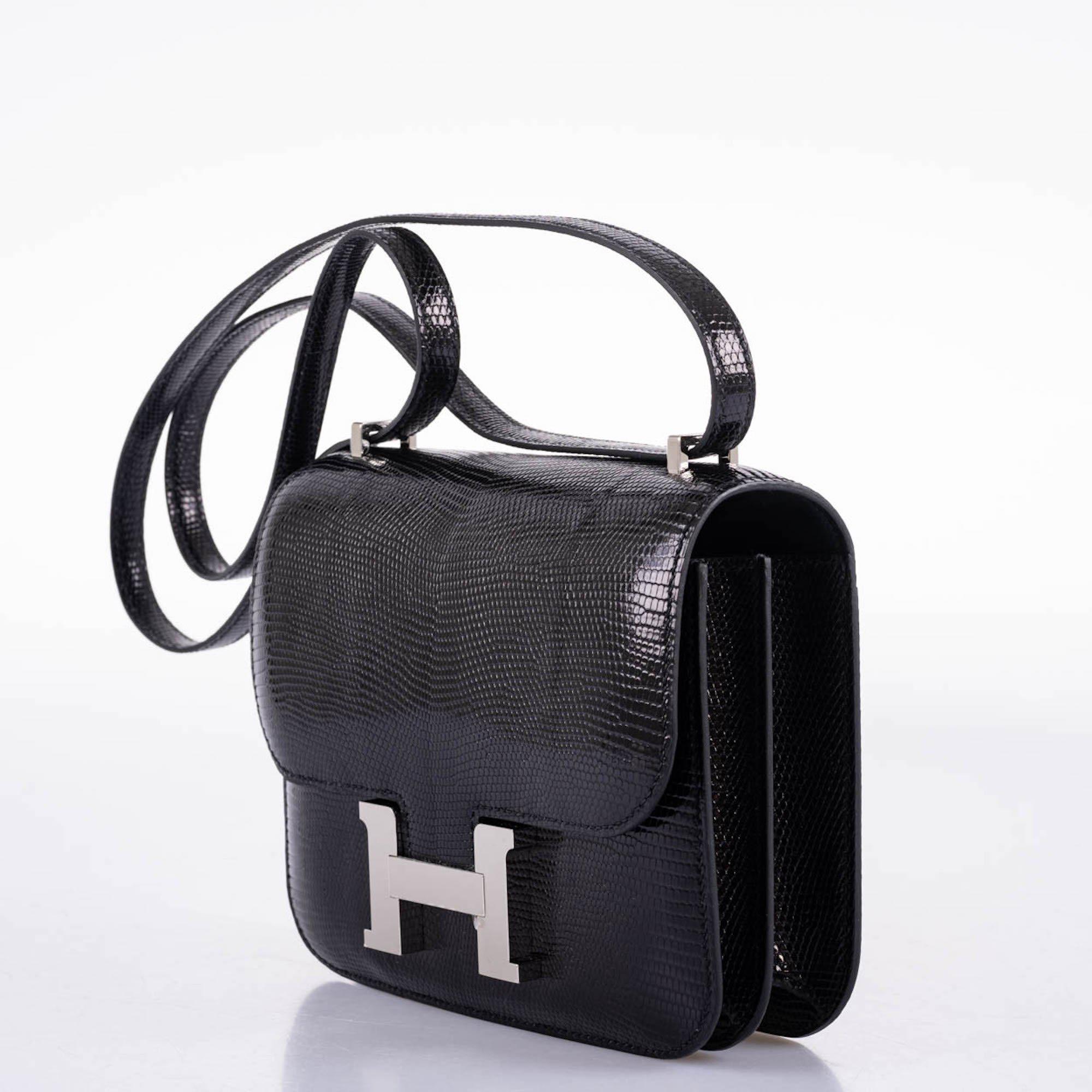 Hermes Constance 18 Black Salvator Lizard Palladium Hardware - 2021, Z