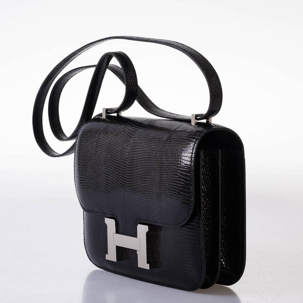Hermes Constance 18 Black Salvator Lizard Palladium Hardware - 2021, Z