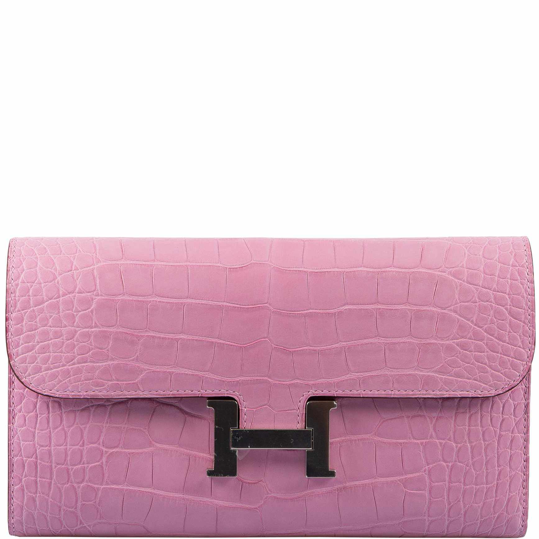 Hermes Constance Long Wallet Bubblegum Pink 5P Matte Alligator Palladium Hardware - 2020, Y