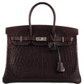 Hermes Ghillies Birkin 35 Matte Ebene Alligator & Swift with Palladium Hardware - 2016, X
