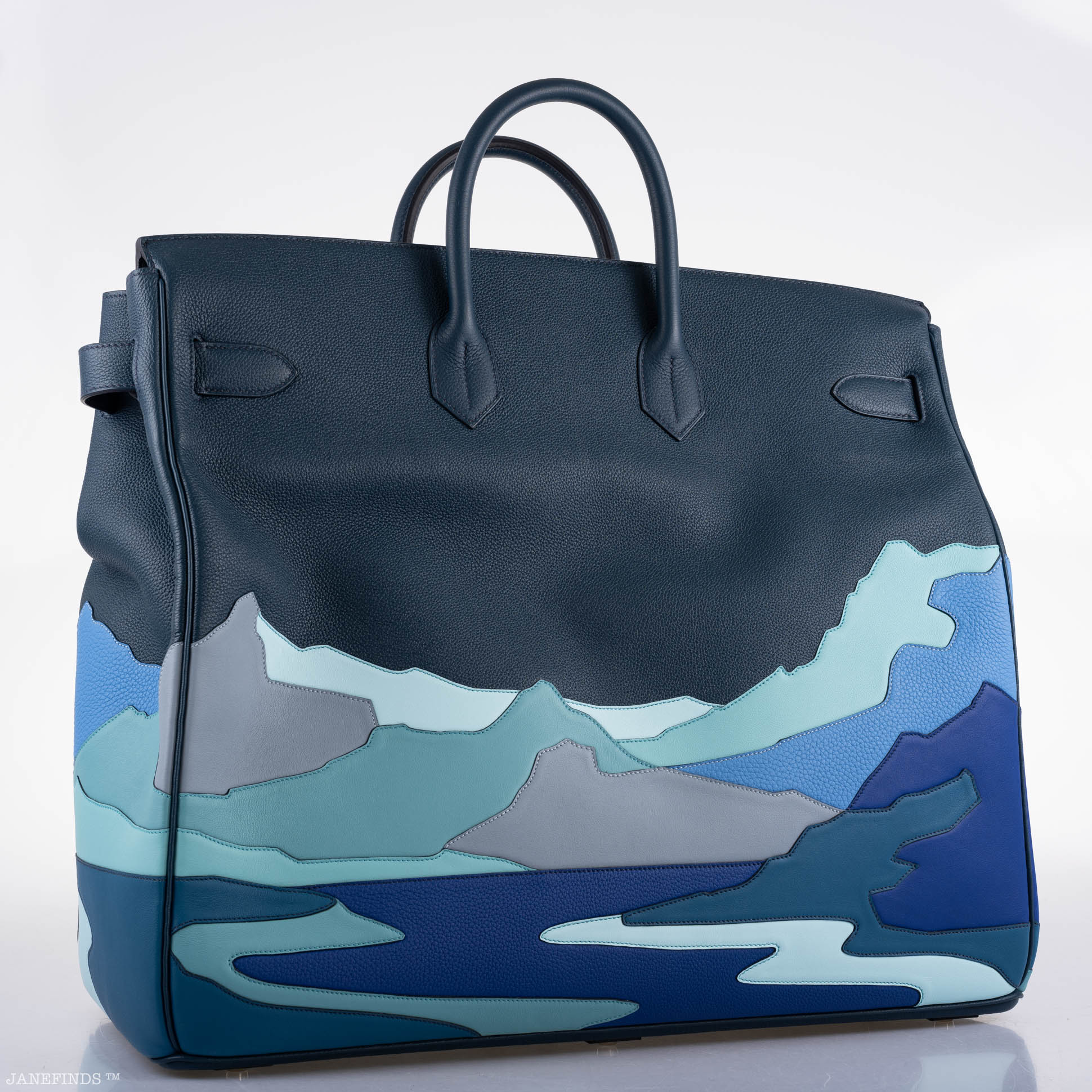 Hermes HAC Birkin 50 "Endless Road" Limited, Bleu de Prusse Togo Palladium Hardware - 2019, D