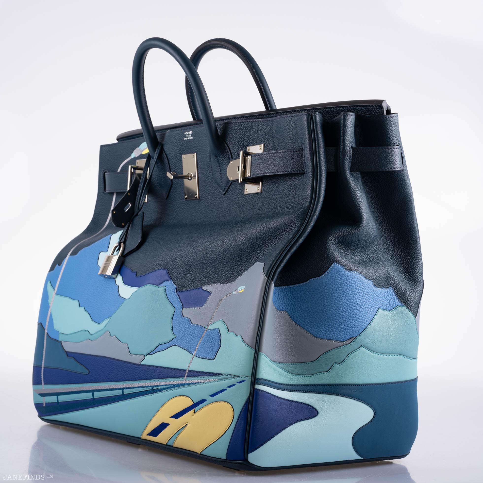 Hermes HAC Birkin 50 "Endless Road" Limited, Bleu de Prusse Togo Palladium Hardware - 2019, D