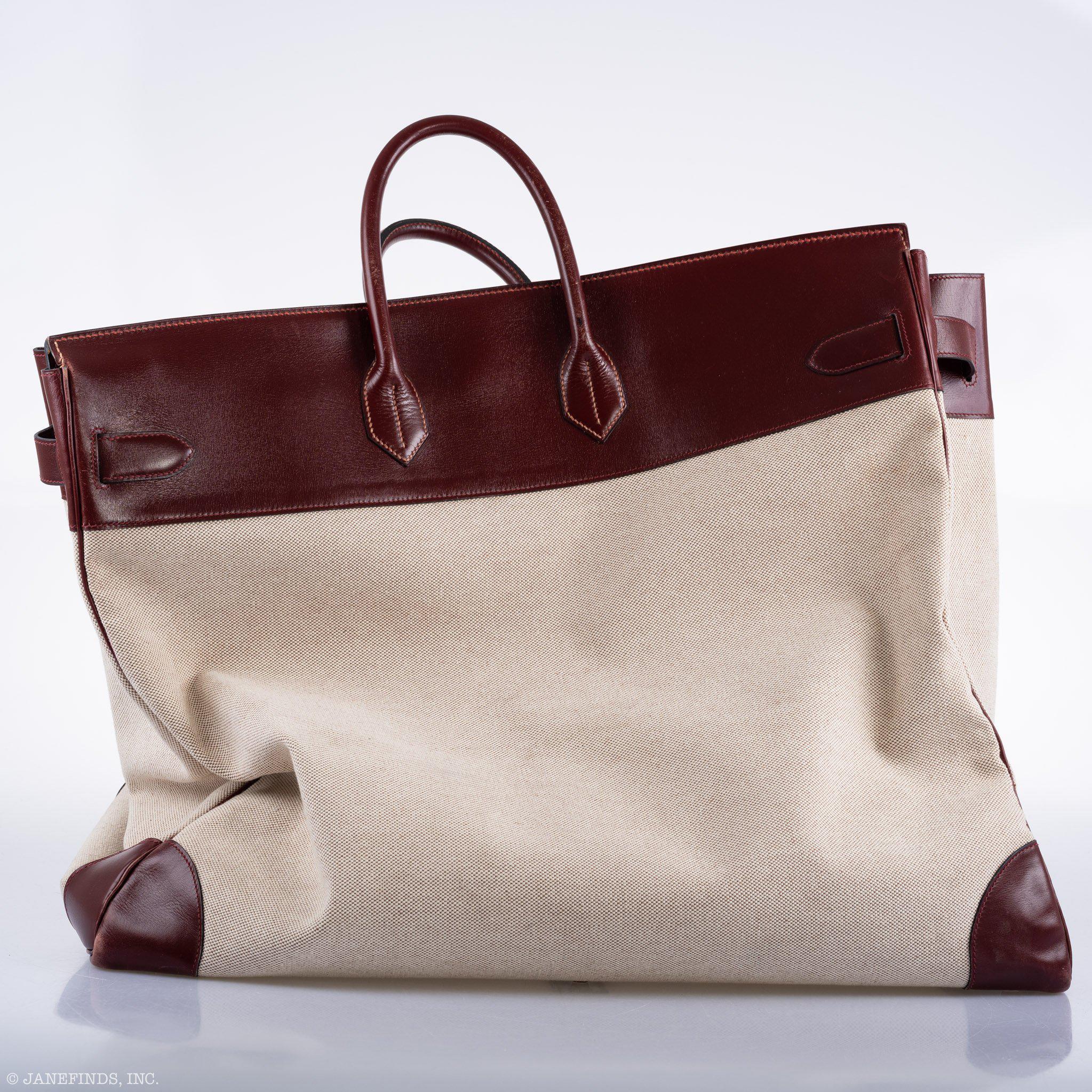 Hermes HAC Birkin 55 Toile & Rouge H Box with Gold Hardware - 1981, K Circle