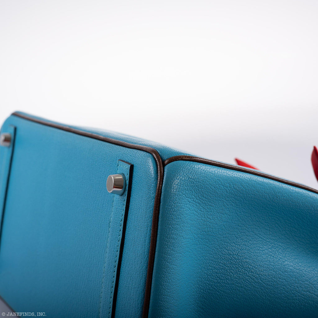 Hermes HSS Birkin 30 Blue Aztec & Havane Chevre with Palladium Hardware - 2011, O Square