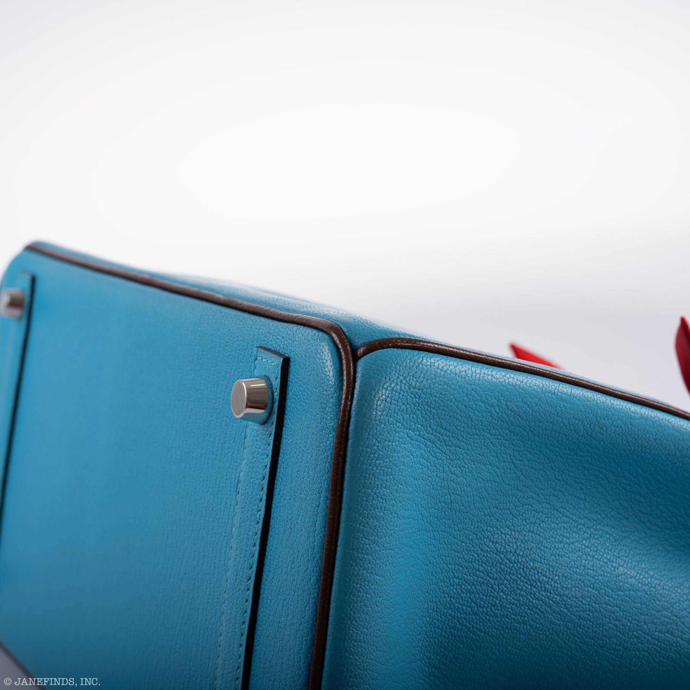 Hermes HSS Birkin 30 Blue Aztec & Havane Chevre with Palladium Hardware - 2011, O Square
