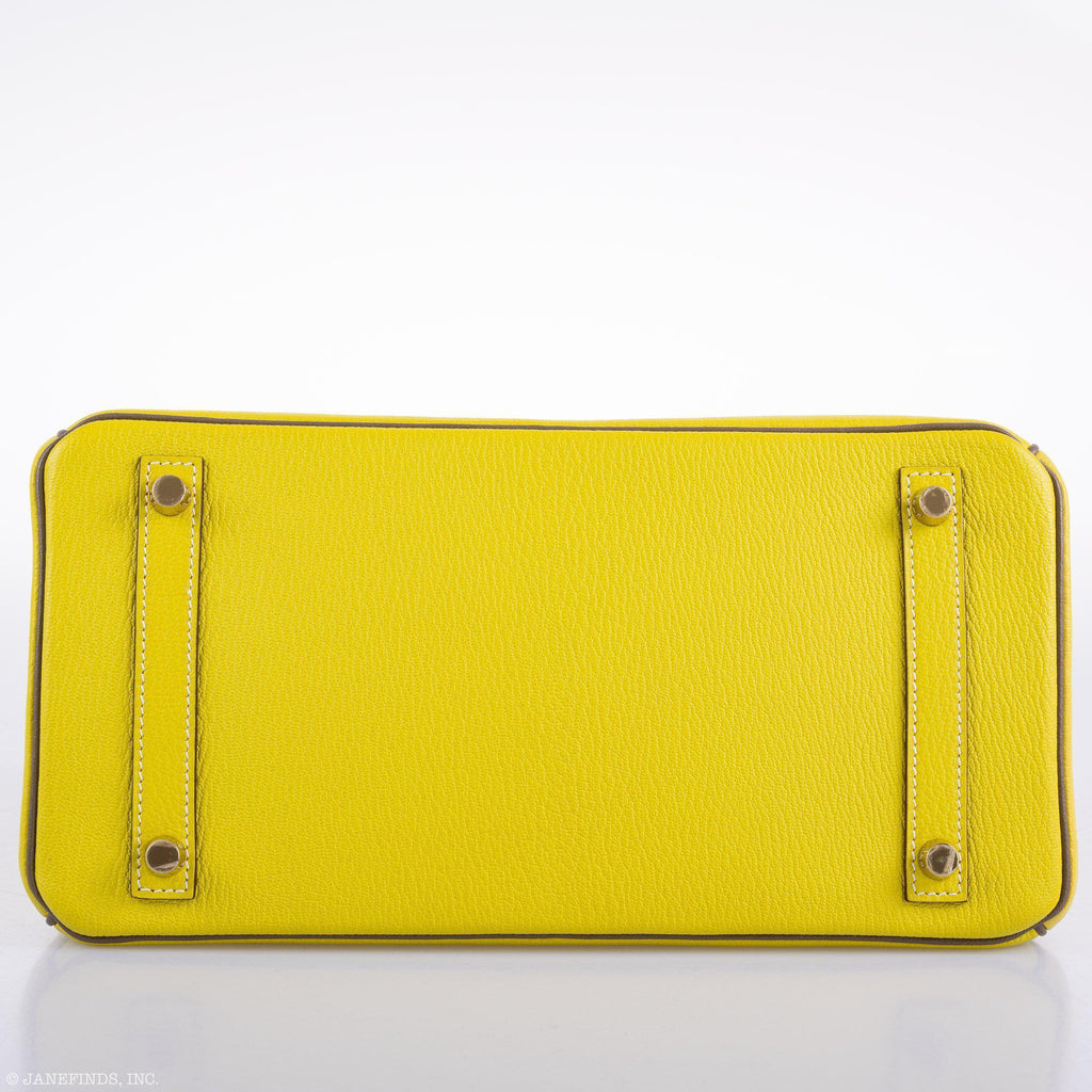 Hermes HSS Birkin 30 Lime & Etoupe Chevre with Gold Hardware - 2013, Q Square