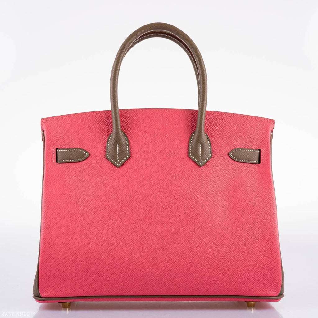 Hermes HSS Birkin 30 Rose Azalee & Etoupe Epsom with Permabrass Hardware - 2017, A