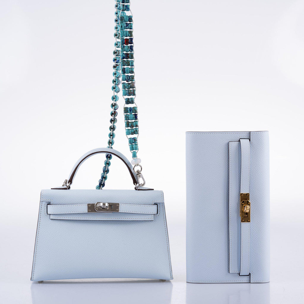 Hermes Kelly 20 Mini II Bleu Brume Hydra Epsom Palladium Hardware- 2021, Z