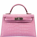 Hermes Kelly 20 Mini II Sellier 5P Bubblegum Matte Pink Alligator Palladium Hardware - 2019, D
