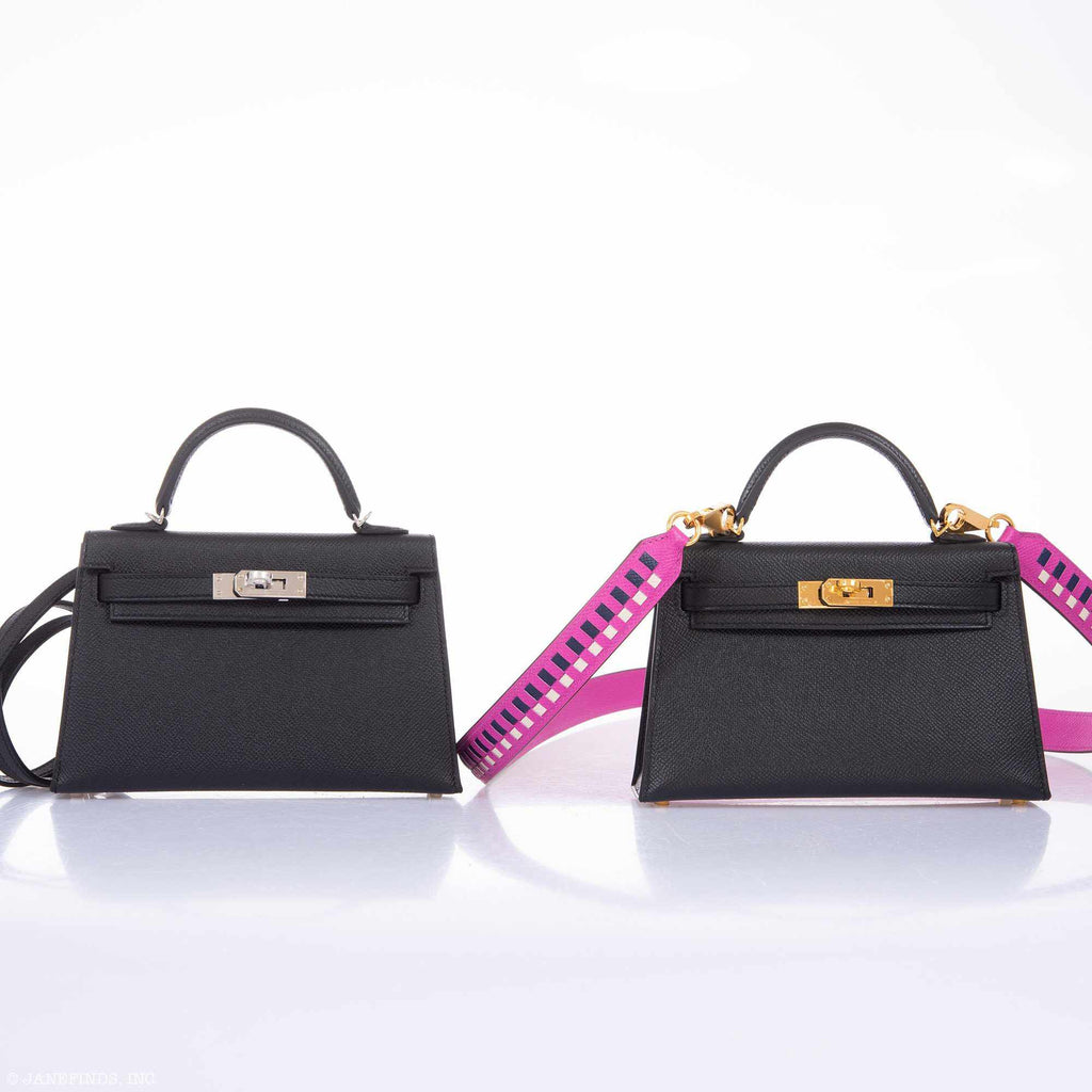 Hermes Kelly 20 Mini II Sellier Black Epsom Palladium Hardware - 2020, Y