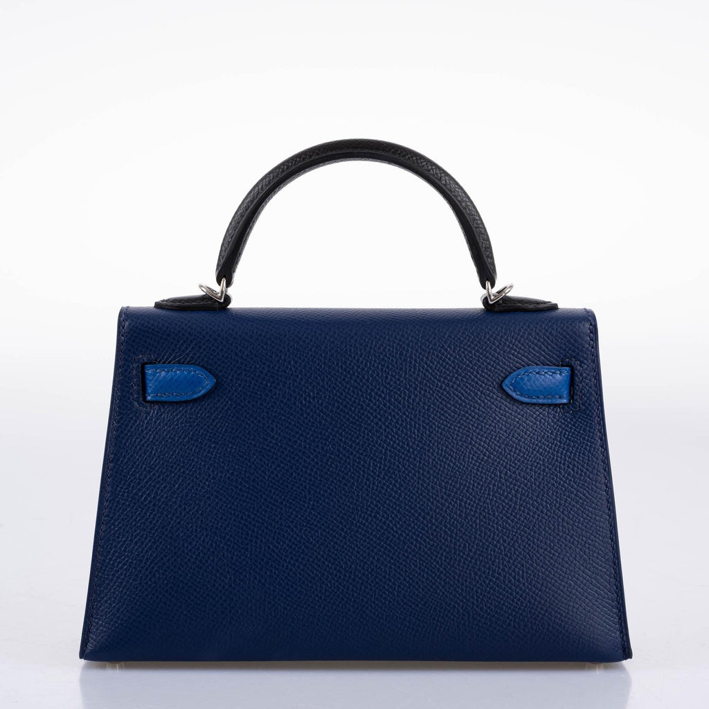Hermes Kelly 20 Mini II Sellier Bleu Sapphire, Bleu France, Noire Epsom Palladium Hardware- 2021, Z