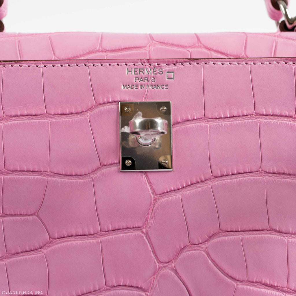 Hermes Kelly 25 Retourne 5P Bubblegum Pink Matte Alligator Palladium Hardware - 2020, Y