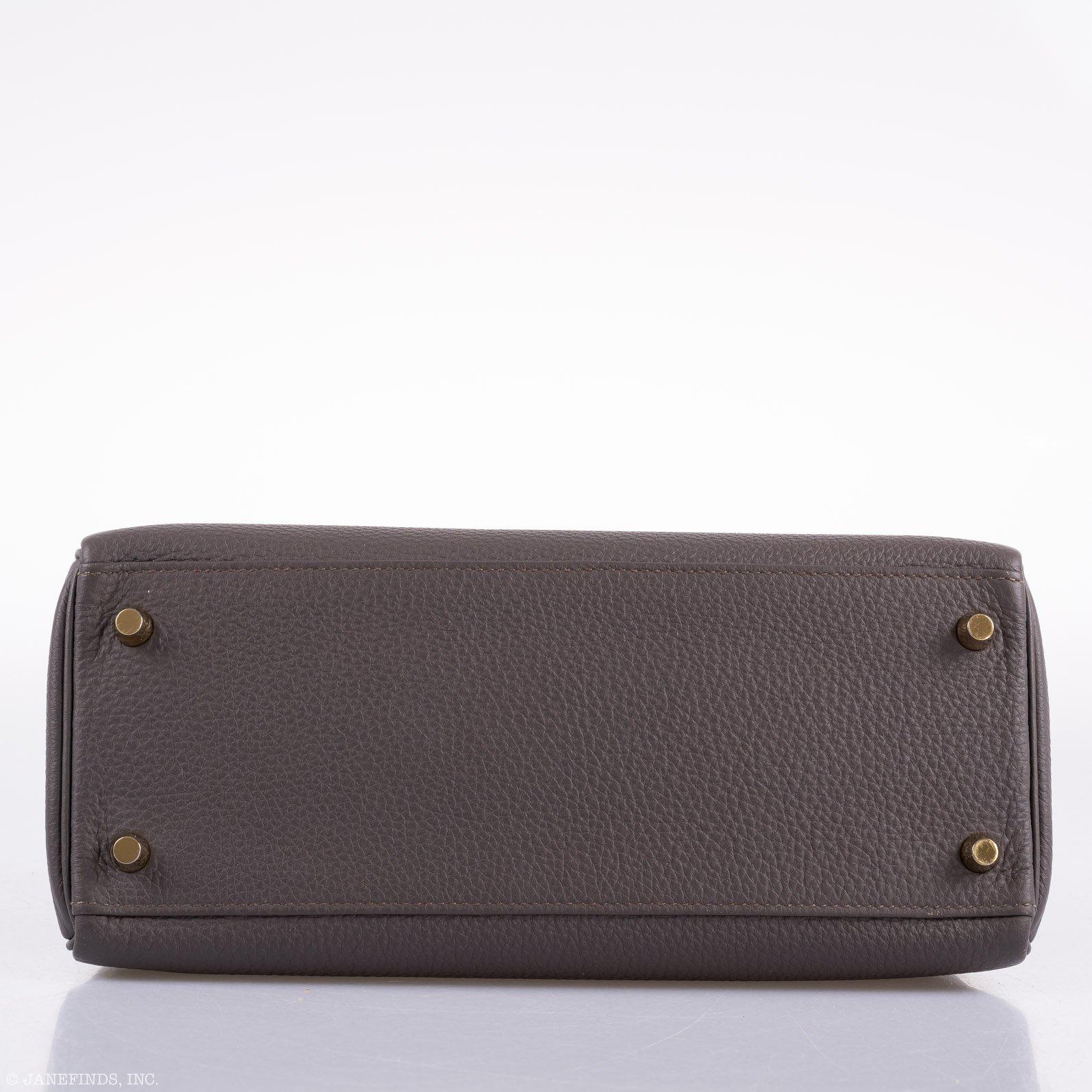 Hermes Kelly 28 Retourne Etain Togo Leather Gold Hardware