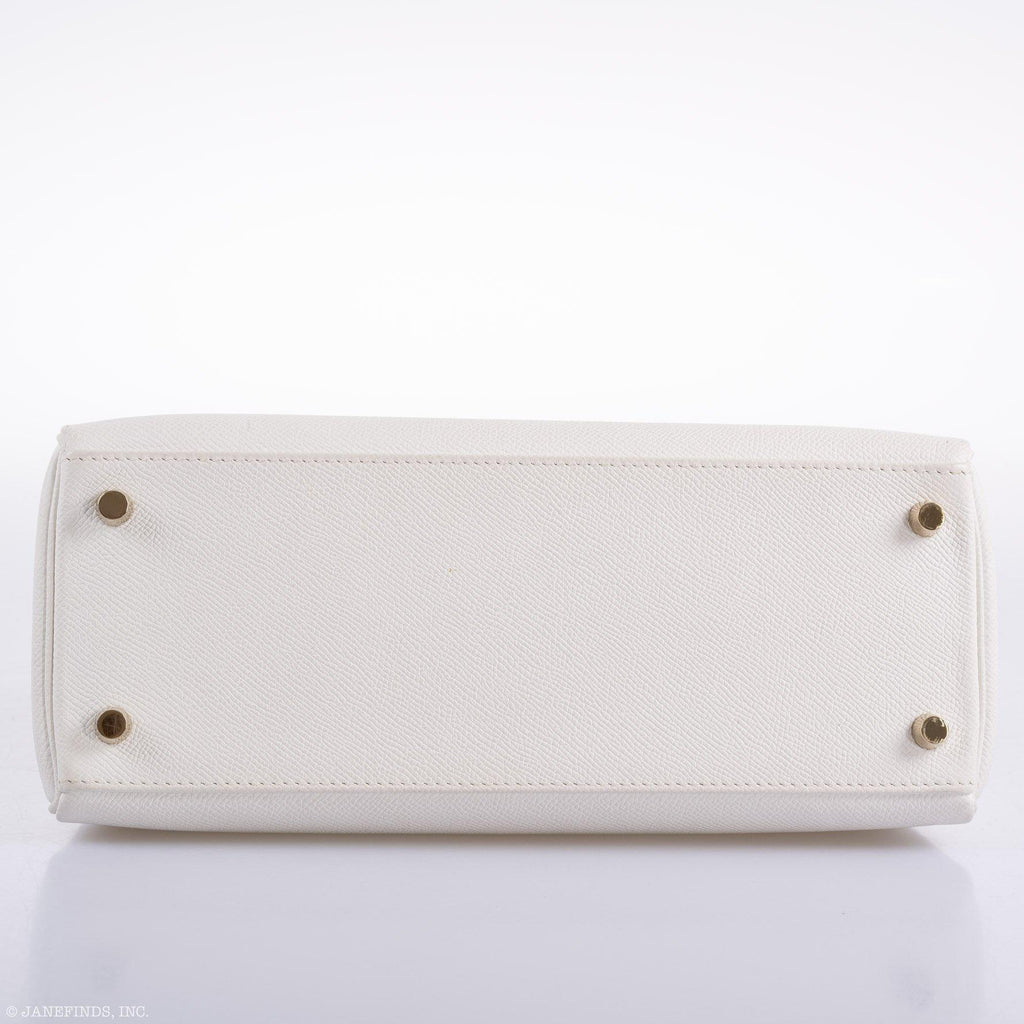 Hermes Kelly 28 Retourne White Epsom with Gold Hardware - 2010, N Square