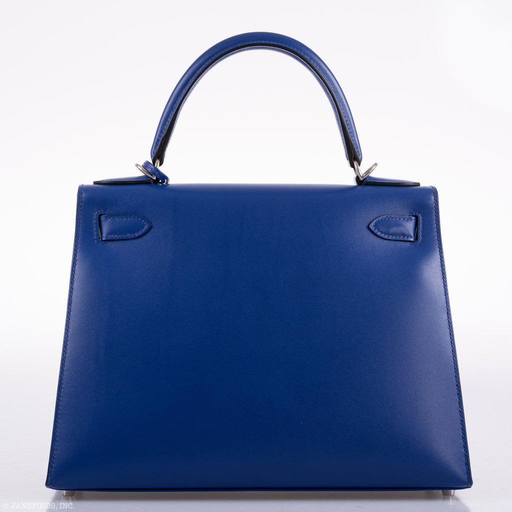 Hermes Kelly 28 Sellier Blue Electric Tadelakt leather Palladium Hardware - 2020, Y