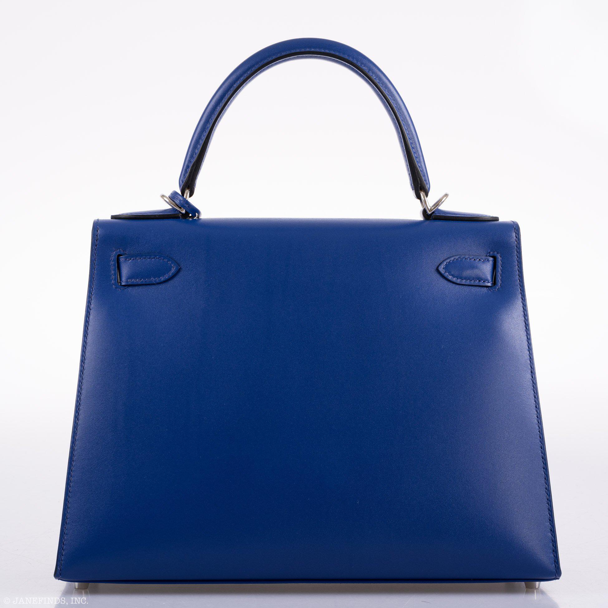 Hermes Kelly 28 Sellier Blue Electric Tadelakt leather Palladium Hardware - 2020, Y