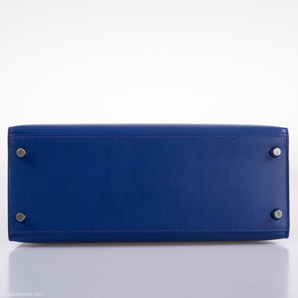 Hermes Kelly 28 Sellier Blue Electric Tadelakt leather Palladium Hardware - 2020, Y