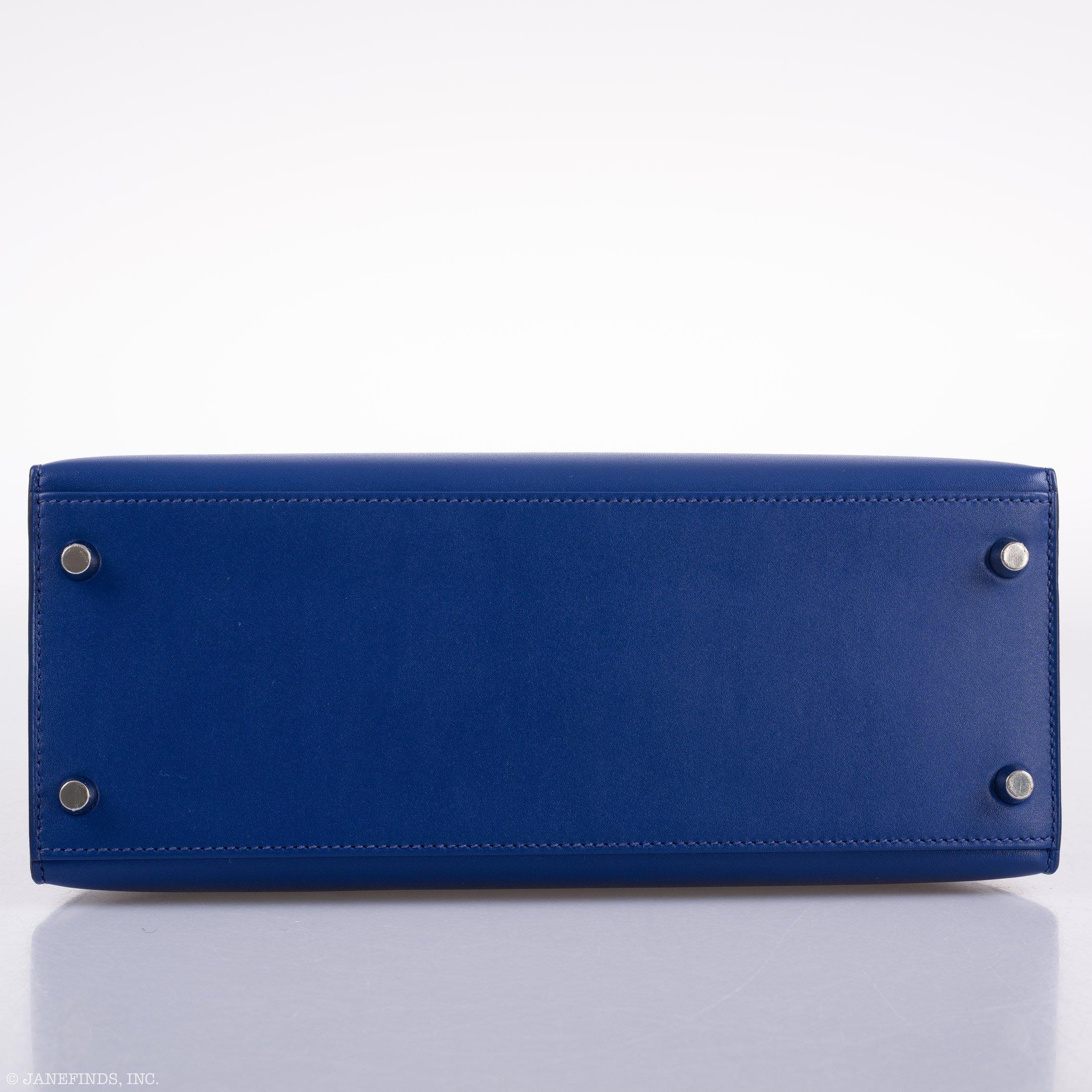 Hermes Kelly 28 Sellier Blue Electric Tadelakt leather Palladium Hardware - 2020, Y