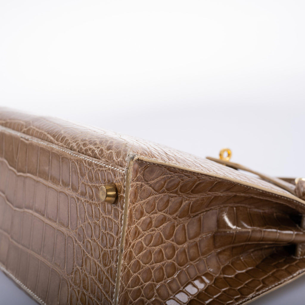 Hermes Kelly 28 Sellier Ficelle Alligator with Gold Hardware - 1994, X Circle