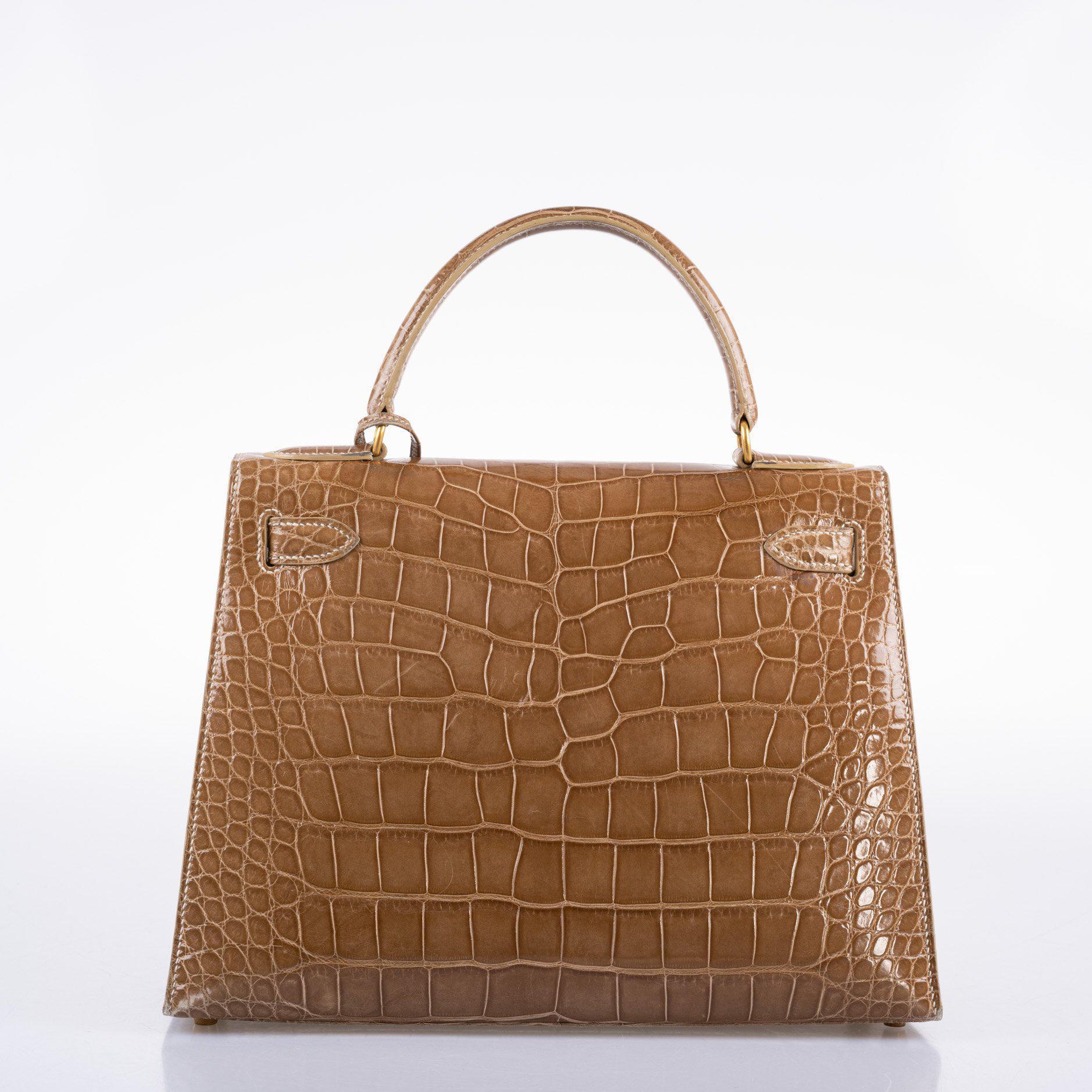 Hermes Kelly 28 Sellier Ficelle Alligator with Gold Hardware - 1994, X Circle