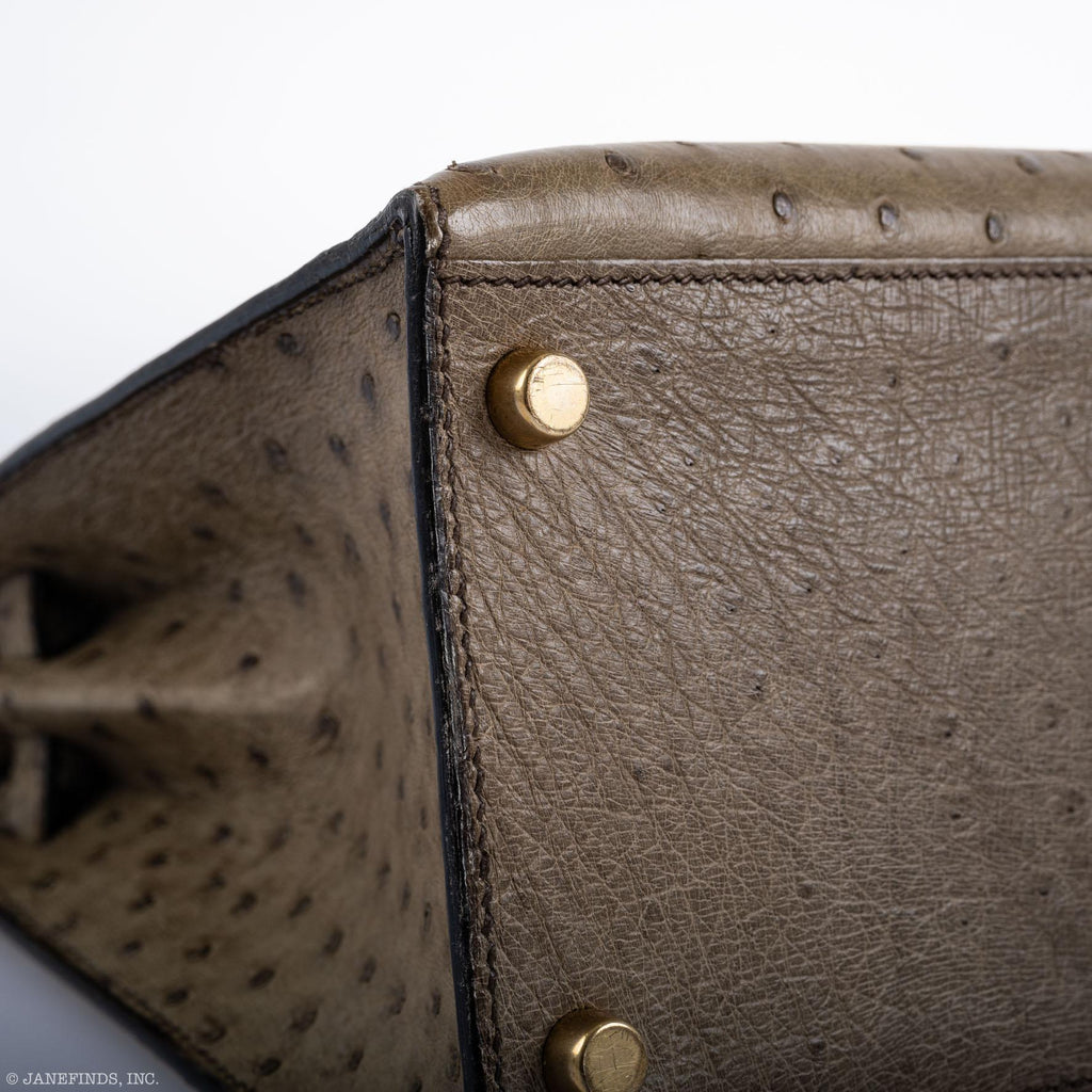 Hermes Kelly 28 Sellier Mousse Ostrich Gold Hardware - Circle W